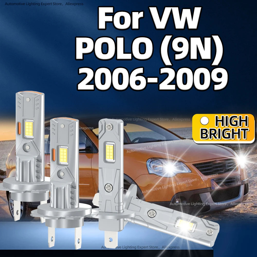 2/4Pcs Car Light 50000lm LED Headlight Bulbs H1 H7 Auto Lamp Plug and Play 360 Degree For VW POLO (9N) 2006 2007 2008 2009