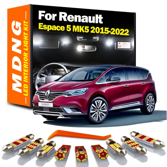 MDNG 13Pcs For Renault Espace 5 V MK5 2015 2017 2018 2019 2020 2021 2022 Car Trunk Door Bulbs LED Interior Map Dome Light Kit