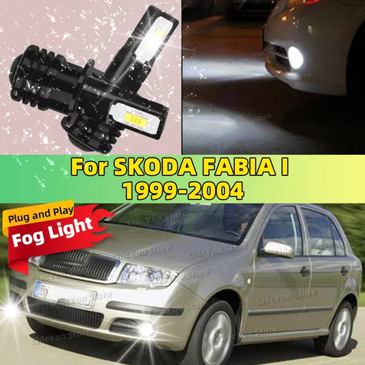 2Pcs H3 LED Bulb Fog Light 6000K White 20000LM Super Bright For SKODA FABIA I 1999 2000 2001 2002 2003 2004 Anti-Glare