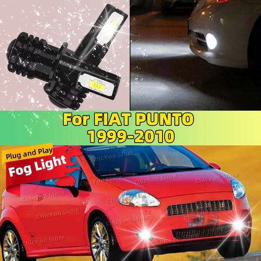2Pcs H3 LED Bulb Fog Light 6000K White 20000LM Super Bright For FIAT PUNTO 1999-2010 2003 2004 2005 2006 2007 2008 2009
