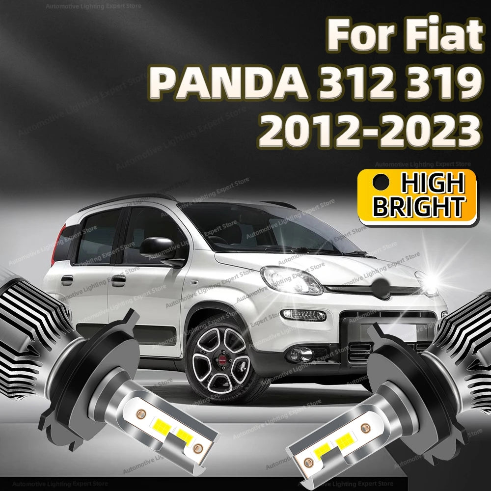 2Pcs LED Headlight 30000LM H4 Car Lamp 6000K Turbo Auto Lights For Fiat PANDA 312 319 2012-2023 2013 2014 2015 2016 2017 2018