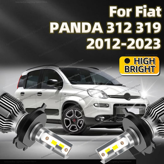 2Pcs LED Headlight 30000LM H4 Car Lamp 6000K Turbo Auto Lights For Fiat PANDA 312 319 2012-2023 2013 2014 2015 2016 2017 2018