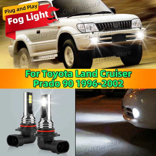 2Pcs LED Front Fog Light Car Bulb 6000K Canbus Lamp 80W For Toyota Land Cruiser Prado 90 1996 1997 1998 1999 2000 2001 2002
