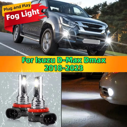 6000K Front Fog Light LED Bulb Accessories Lamp Canbus 80W For Isuzu D-Max Dmax 2018 2019 2020 2021 2022 2023 Plug and Play