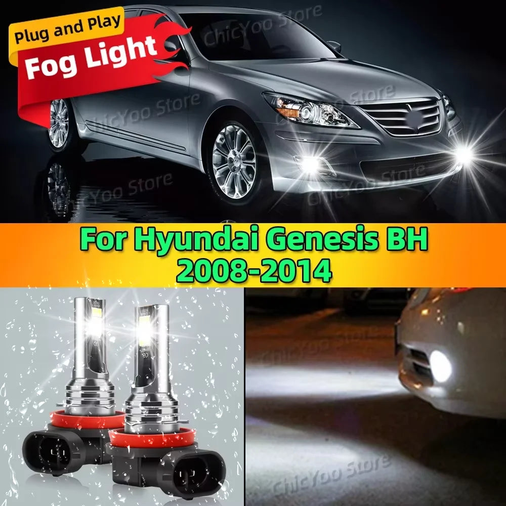 2Pcs 12V 6000K Front Fog Light LED Bulb Accessories Car Lamp Canbus 80W For Hyundai Genesis BH 2008 2009 2010 2011 2012 20132014