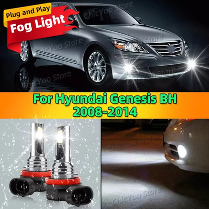 2Pcs 12V 6000K Front Fog Light LED Bulb Accessories Car Lamp Canbus 80W For Hyundai Genesis BH 2008 2009 2010 2011 2012 20132014