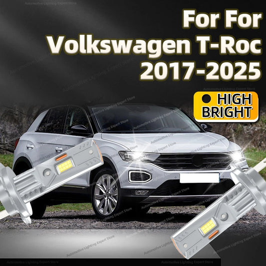 2/4Pcs LED Bulb Headlight Wireless 25000LM Car Headlamp Auto Lamp For Volkswagen T-Roc TRoc 2017-2025 2018 2019 2020 2021 2022