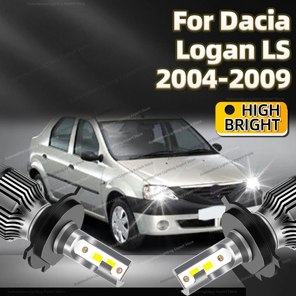 2Pcs LED Headlight 30000LM H4 Car Lamp 6000K Turbo Auto Lights Ultra Bright For Dacia Logan LS 2004 2005 2006 2007 2008 2009