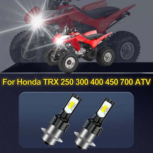 2Pcs Motorcycle Headlights LED Bulbs For Honda TRX 250 300 400 450 700 ATV