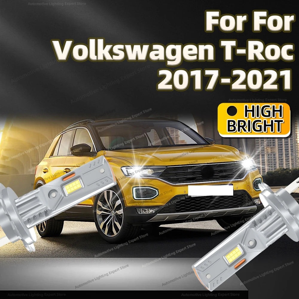 2/4Pcs LED Bulb Headlight Wireless 25000LM Car Headlamp Auto Lamp For Volkswagen T-Roc TRoc 2017 2018 2019 2020 2021