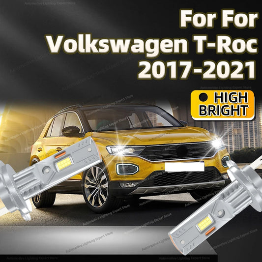 2/4Pcs LED Bulb Headlight Wireless 25000LM Car Headlamp Auto Lamp For Volkswagen T-Roc TRoc 2017 2018 2019 2020 2021