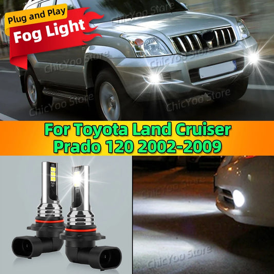 2Pcs LED Front Fog Light Car Bulb 6000K Canbus Lamp 80W For Toyota Land Cruiser Prado 120 2002 2003 2004 2005 2006 2007 20082009