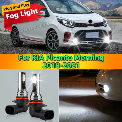 2Pcs LED Front Fog Light Car Bulb Accessories 6000K Canbus Lamp 80W For KIA Picanto Morning 2018 2019 2020 2021 Plug and Play