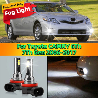 2Pcs 12V 6000K Front Fog Light LED Bulb Accessories Lamp Canbus For Toyota CAMRY 6Th 7Th Gen 2006-2017 2007 2008 2009 2010 2011