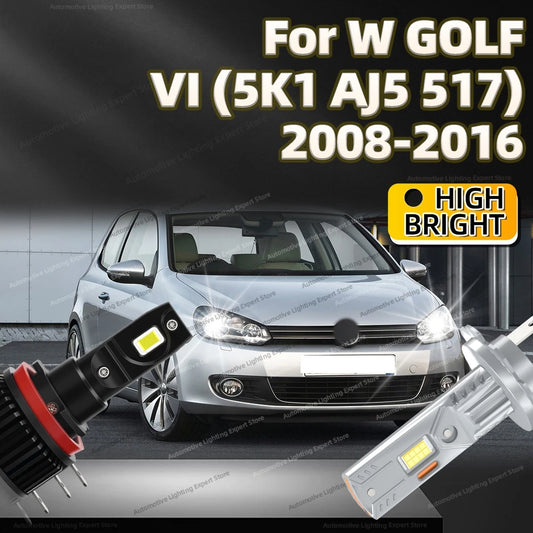 2/4Pcs 6000K LED Bulb Headlight 25000LM Car Headlamp Auto Lamp For VW GOLF VI 5K1 AJ5 517 2008-2016 2009 2010 2011 2012 2013
