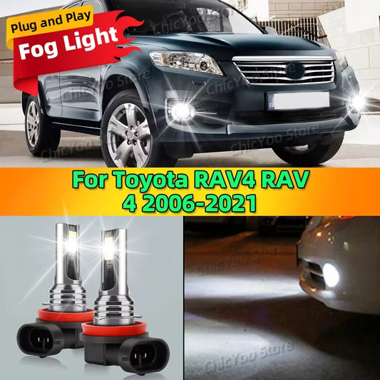 2Pcs 12V 6000K Front Fog Light LED Bulb Accessories Lamp Canbus For Toyota RAV4 RAV 4 2006-2021 2007 2008 2009 2010 2011 2012