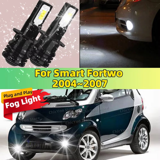 2X LED Car Light Front Bulb Fog Lamp 20000LM Ultra Bright Plug and Play in 5 Minutes For Smart Fortwo 2004 2005 2006 2007