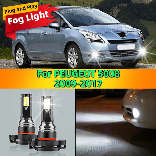 2x Led Fog Light Auto Fog Lamp 80W For PEUGEOT 5008 2009 2010 2011 2012 2013 2014 2015 2016 2017 Plug and Play
