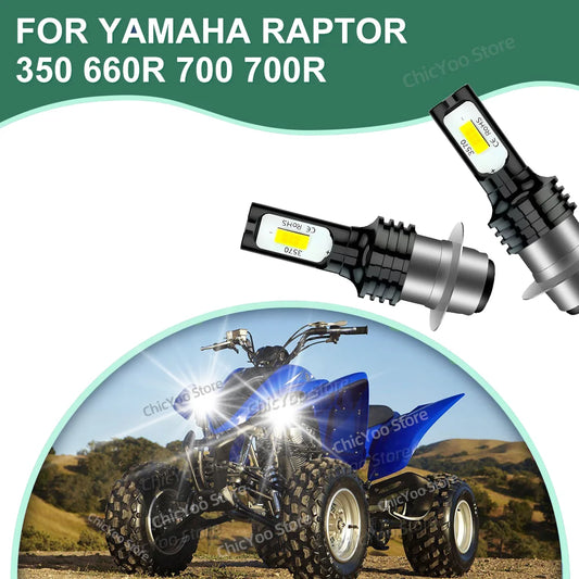 2PCS Motorcycle Lamps 80W 6000K White LED Headlight Moto Bulb Lights Plug and Play for Yamaha Raptor 350 660R 700 700R