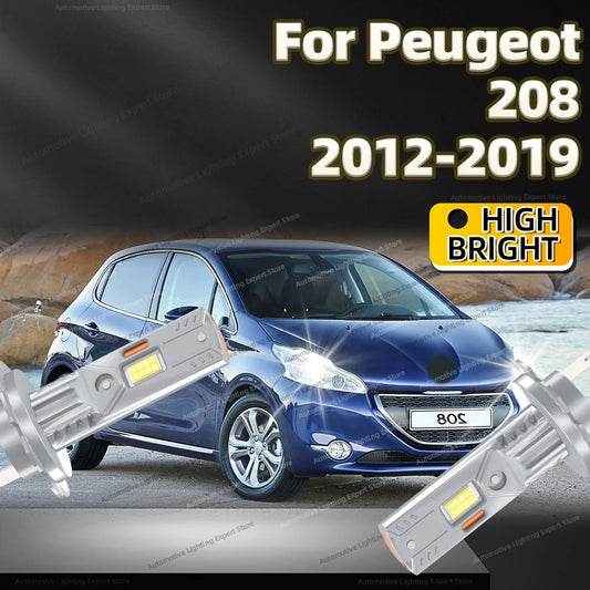 2/4Pcs LED Bulb Headlight Wireless 25000LM Car Headlamp Auto Lamp For Peugeot 208 2012 2013 2014 2015 2016 2017 2018 2019