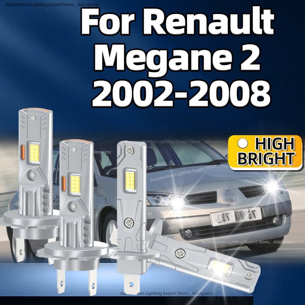 2/4Pcs 50000LM H7 H1 Led Bulb High Bright Car Headlight 6000K Plug Play For Renault Megane 2 2002 2003 2004 2005 2006 2007 2008