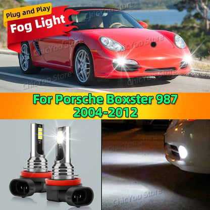 2Pcs 6000K LED Lamp Car Front Fog Light Accessories For Porsche Boxster 987 2004 2005 2006 2007 2008 2009 2010 2011 2012
