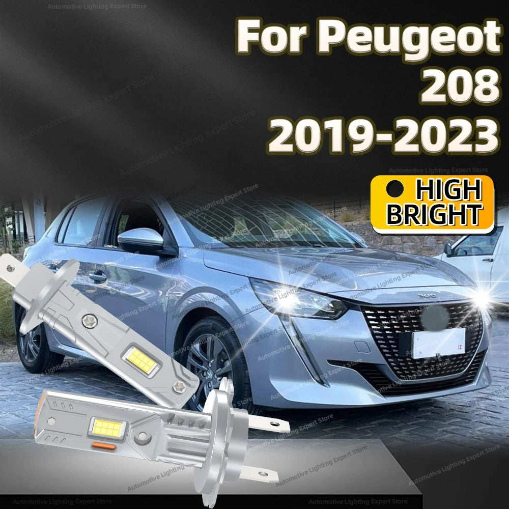 2/4Pcs 6000K Super Bright LED Headlight Bulb Kit Driving Light Plug and Play For Peugeot 208 2019 2020 2021 2022 2023