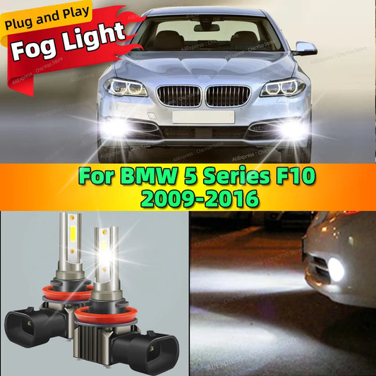2Pcs 6000K LED Car Fog Lights Bulb Front Lamp Plug and Play For BMW 5 Series F10 2009 2010 2011 2012 2013 2014 2015 2016
