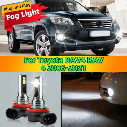 2Pcs 12V 6000K Front Fog Light LED Bulb Accessories Lamp Canbus For Toyota RAV4 RAV 4 2006-2021 2007 2008 2009 2010 2011 2012