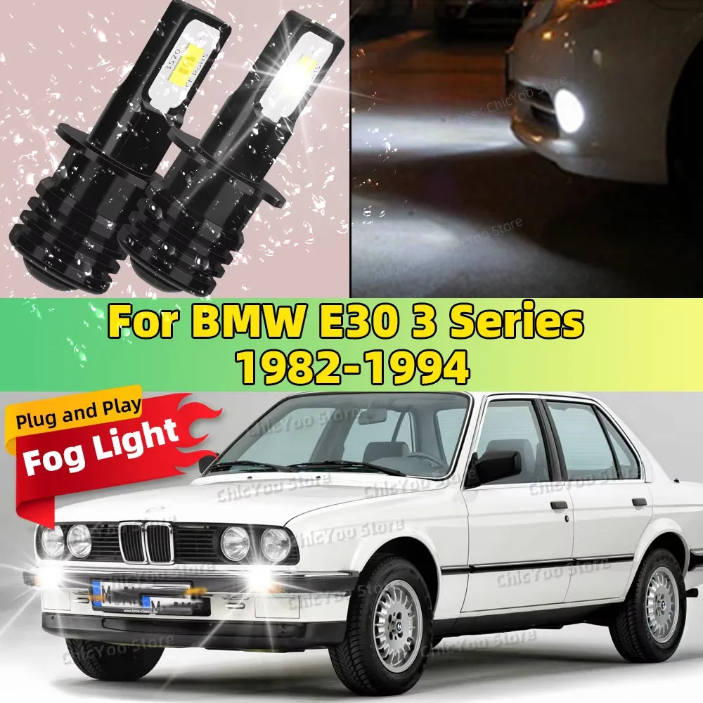 2X LED Car Light Front Bulb Fog Lamp 20000LM Ultra Bright Anti-Glare For BMW E30 3 Series 1982-1994 1990 1991 1992 1993