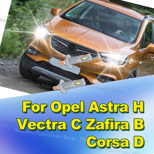 2X Car Headlight Bulbs 30000LM Two Sided CSP 6000K White For Opel Astra H Vectra C Zafira B Corsa D