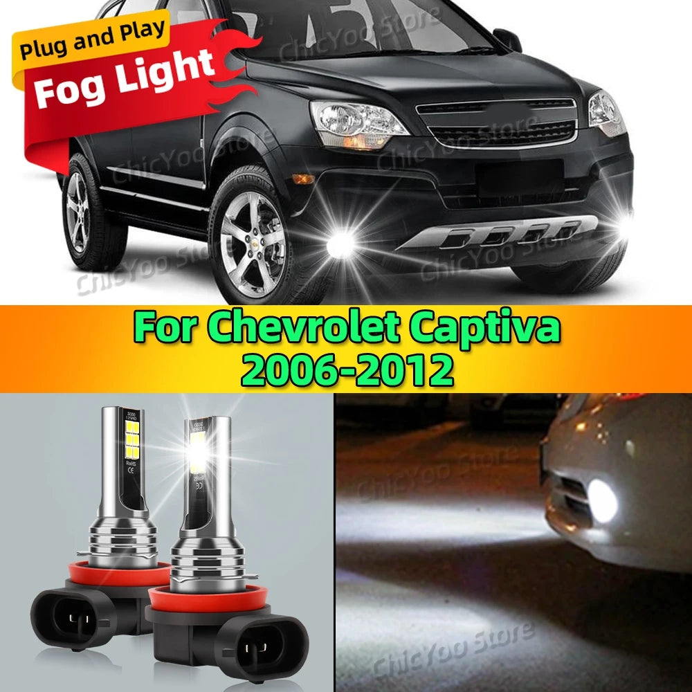 2Pcs 6000K Front Fog Light LED Bulb Car Lamp Canbus For Chevrolet Captiva 2006 2007 2008 2009 2010 2011 2012 Plug and Play