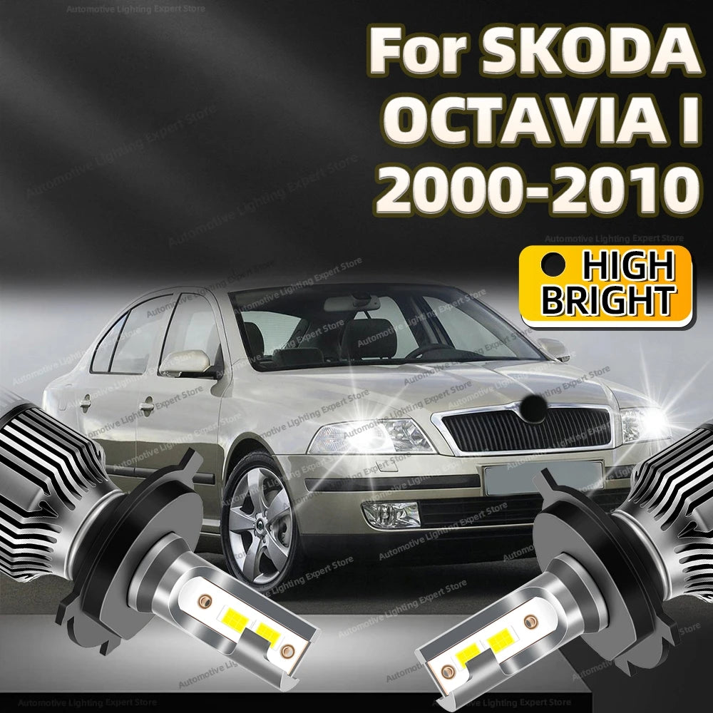 2Pcs LED Headlight 30000LM H4 Car Lamp 6000K Turbo Auto Lights For SKODA OCTAVIA I 2000-2010 2004 2005 2006 2007 2008 2009