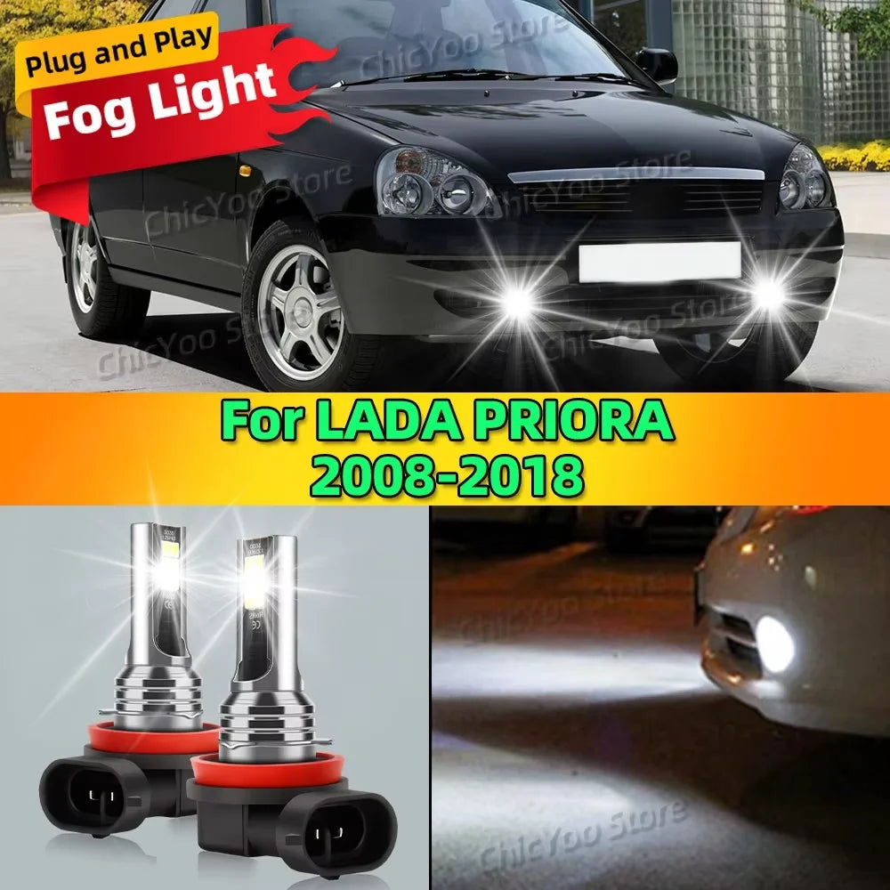 6000K Front Fog Light LED Bulb Accessories Lamp Canbus 80W For LADA PRIORA 2008-2018 2009 2010 2011 2012 2013 2014 2015 2016