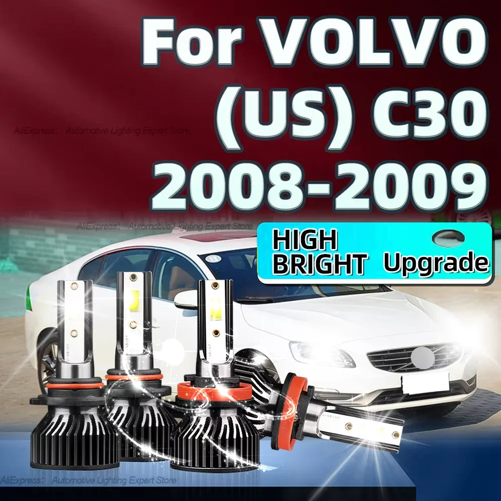 2/4Pcs Car Headlight Bulb 50000LM COB Chip LED Auto Lamp H11 HB3 6000K Light with Fan Cooling For VOLVO (US) C30 2008 2009