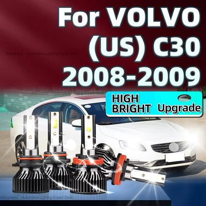 2/4Pcs Car Headlight Bulb 50000LM COB Chip LED Auto Lamp H11 HB3 6000K Light with Fan Cooling For VOLVO (US) C30 2008 2009