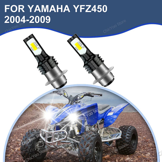 2PCS Motorcycle LED Headlight Moto Bulbs 6000K White For Yamaha YFZ450 2004 2005 2006 2007 2008 2009 Plug and Play