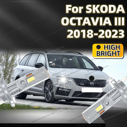2/4Pcs LED Bulb Headlight Wireless 25000LM Car Headlamp Auto Lamp For SKODA OCTAVIA III 2018 2019 2020 2021 2022 2023