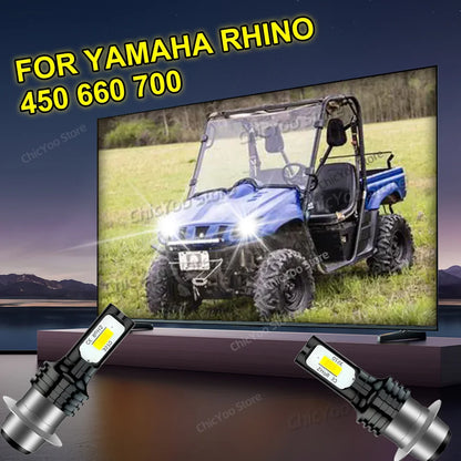 2PCS Motorcycle Lamp 12V 80W White Lamps Headlight Headlight Moto Front Replacement Bulb Lights For Yamaha Rhino 450 660 700