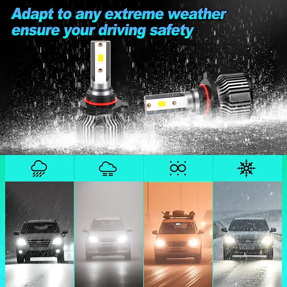 2Pcs LED Car Headlight 30000LM HIR2 Light Auto Bulbs 6000K with Fan For Toyota YARIS CROSS MXP 2020 2021 2022 2023 2024