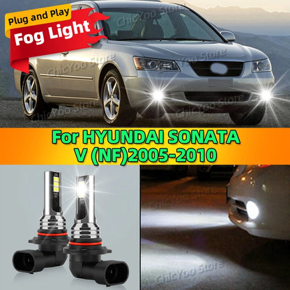 2Pcs LED Front Fog Light Car Bulb Accessories 6000K Canbus Lamp 80W For HYUNDAI SONATA V NF 2005 2006 2007 2008 2009 2010
