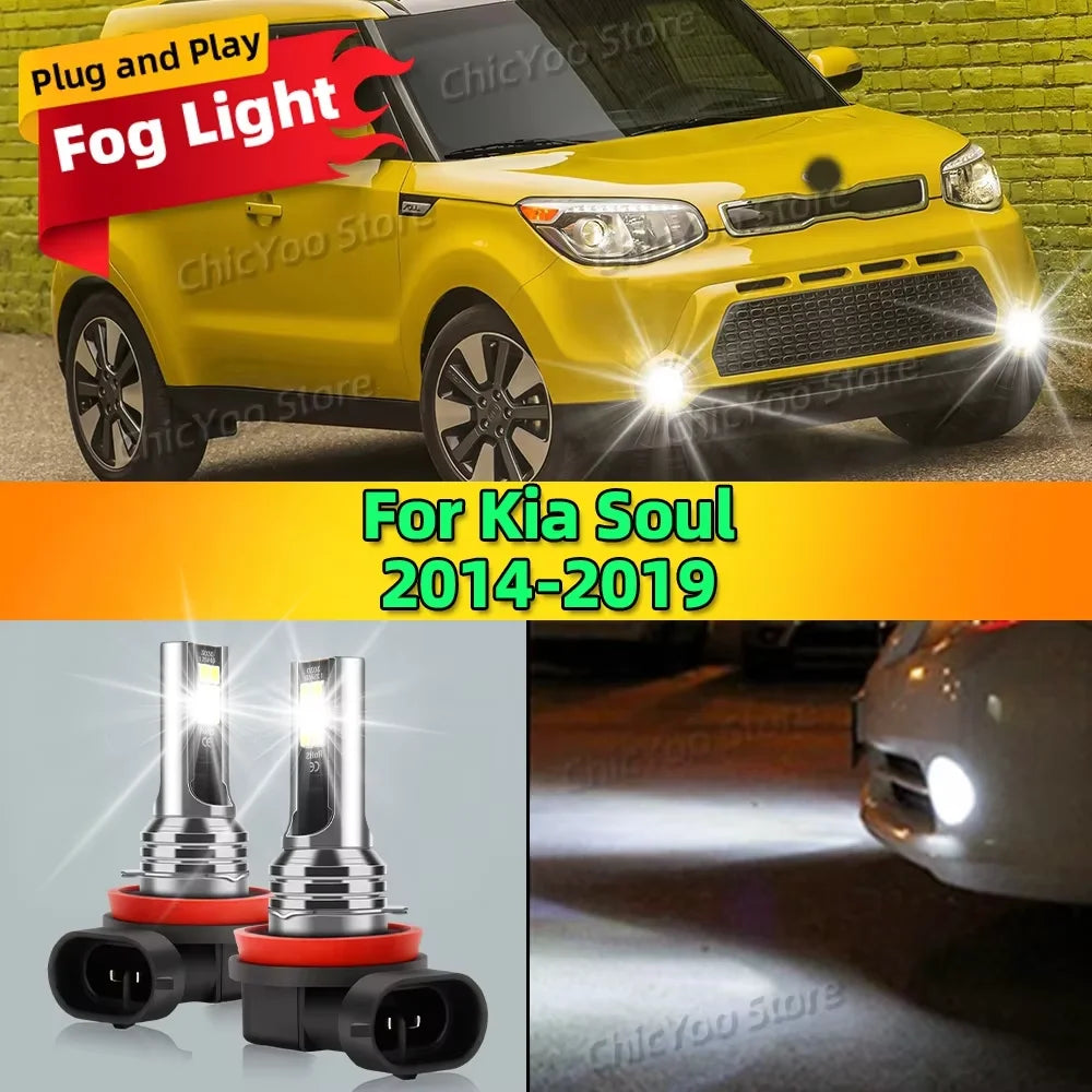6000K Front Fog Light LED Bulb Accessories Lamp Canbus 80W For Kia Soul 2014 2015 2016 2017 2018 2019 Plug and Play