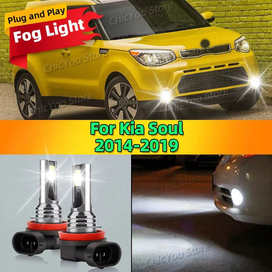 6000K Front Fog Light LED Bulb Accessories Lamp Canbus 80W For Kia Soul 2014 2015 2016 2017 2018 2019 Plug and Play