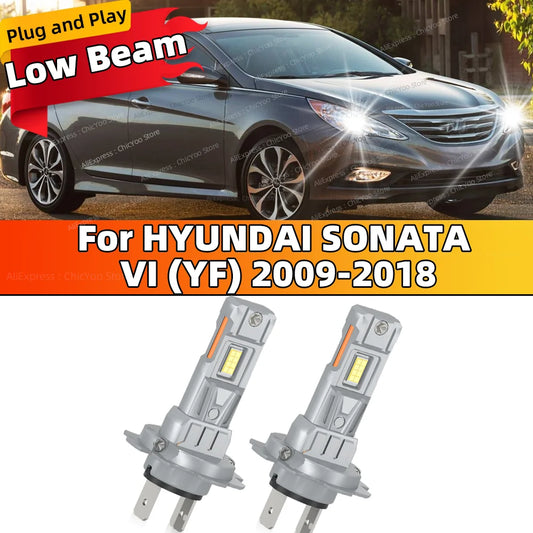 2Pcs LED Headlights Low Beam Fanless Design 12V Super Bright 30000LM For HYUNDAI SONATA VI 2009-2018 2010 2011 2012 2013 2014