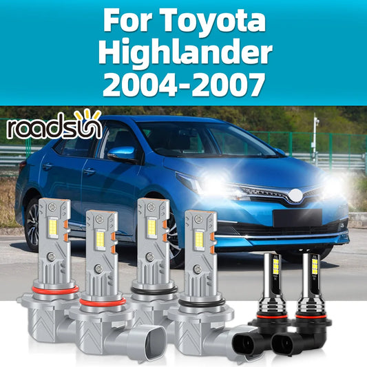 2/6Pcs LED Auto Bulbs 12V For Toyota Highlander 2004 2005 2006 2007 Car Headlights 30000LM Headlamps Plug&Play LED Fog Lights