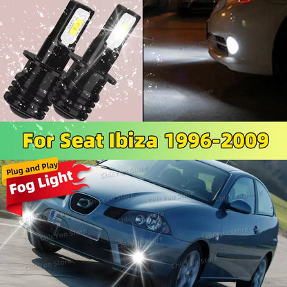2X 6000K LED Car Light Front Bulb Fog Lamp 20000LM Ultra Bright For Seat Ibiza 1996-2009 2003 2004 2005 2006 2007 2008