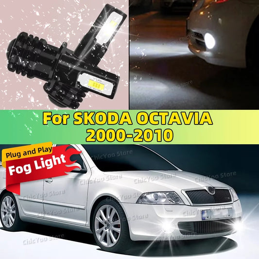 LED Fog Lamp Bulbs Car Front Fog Light White 6000K High Bright For SKODA OCTAVIA 2000-2010 2002 2003 2005 2006 2007 2008 2009