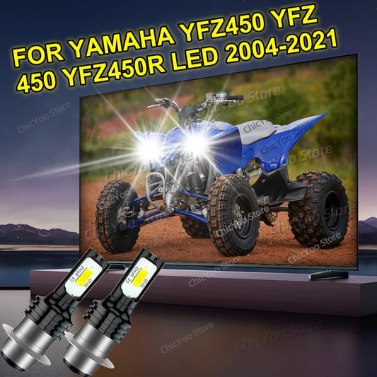 2PCS Motor LED Headlight Bulbs For Yamaha YFZ450 YFZ 450 YFZ450R LED 2004-2021 2006 2007 2008 2009 2010 2011 2012 2013 2014 2015