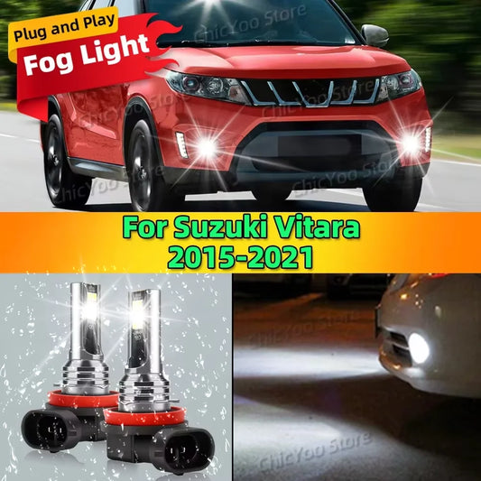 6000K Front Fog Light LED Bulb Accessories Lamp Canbus For Suzuki Vitara 2015 2016 2017 2018 2019 2020 2021 Plug and Play