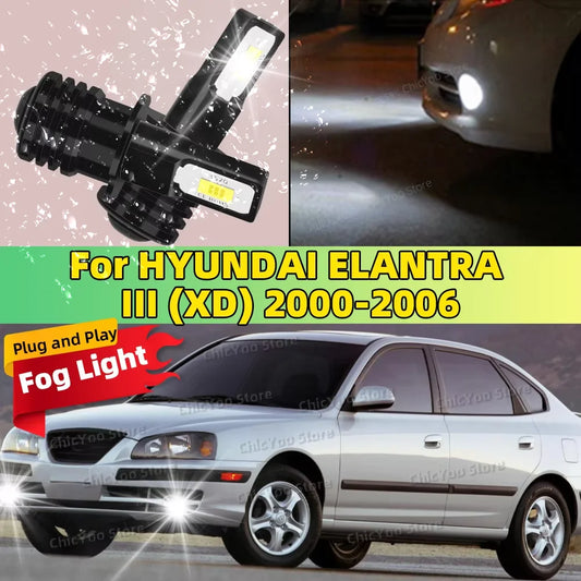 LED Fog Lamp Bulbs Car Front Fog Light White 6000K High Bright For HYUNDAI ELANTRA III XD 2000 2001 2002 2003 2004 2005 2006